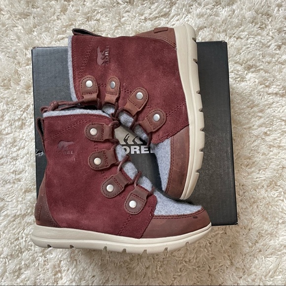 SOREL | NWT Explorer Joan Felt 100g Waterproof Winter Boots in Redwood Size 6 - Picture 8 of 11